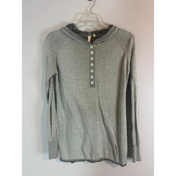 Evenstar Clothing Tops - Sanctuary Organic Cotton Sweater Hoodie Grey Long Sleeve Floral Graphic S